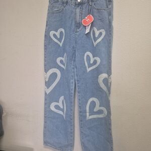 Cider Denim Jeans with Heart Patterns